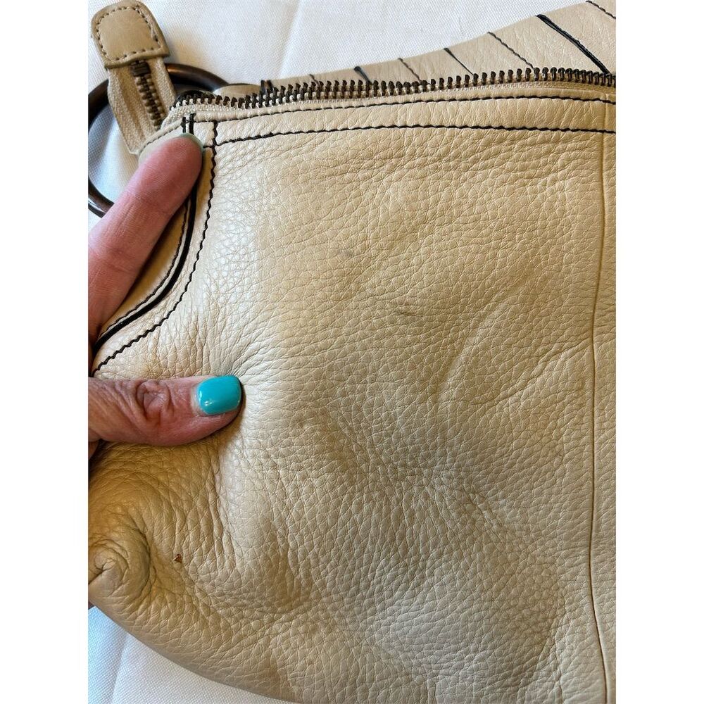 Franco Sarto Women's White Studded Floral Leather Shoulder Bag - Picture 7 of 14